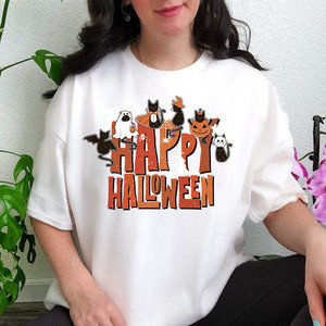 Halloween Shirt Happly Halloween Black Cat Retro Halloween